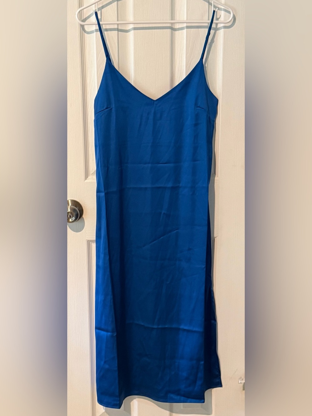 NWT The Drop Classic Blue Slip Dress with Spaghetti Straps, Size XS